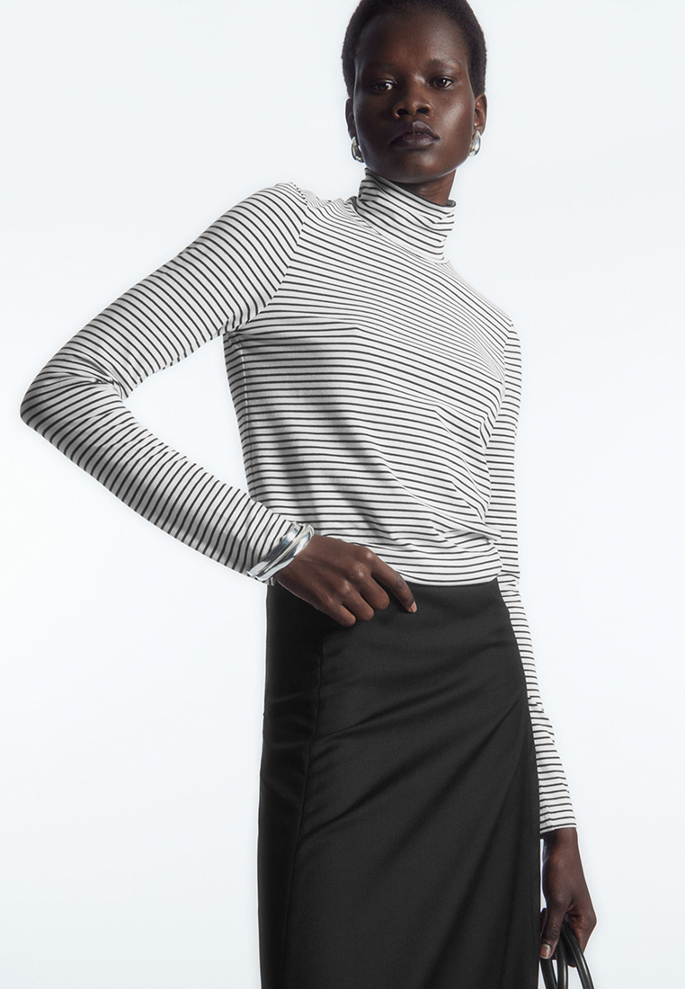 COS Long-Sleeved Jersey Roll-Neck Top