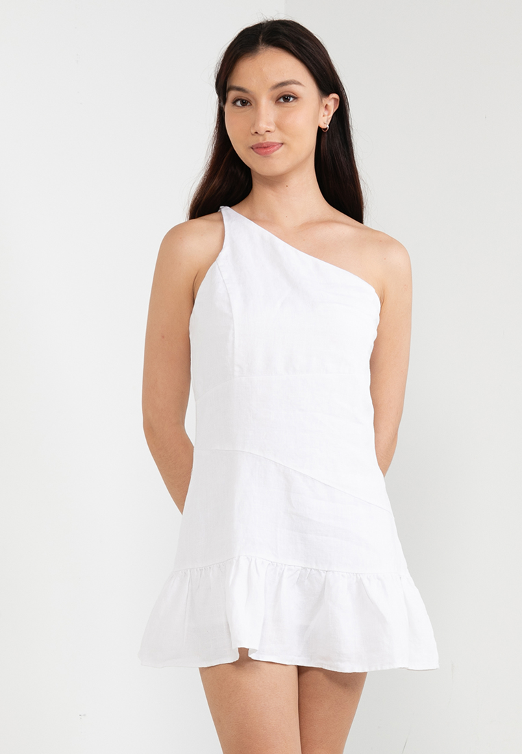 Cotton On Frankie Linen One Shoulder Mini Dress