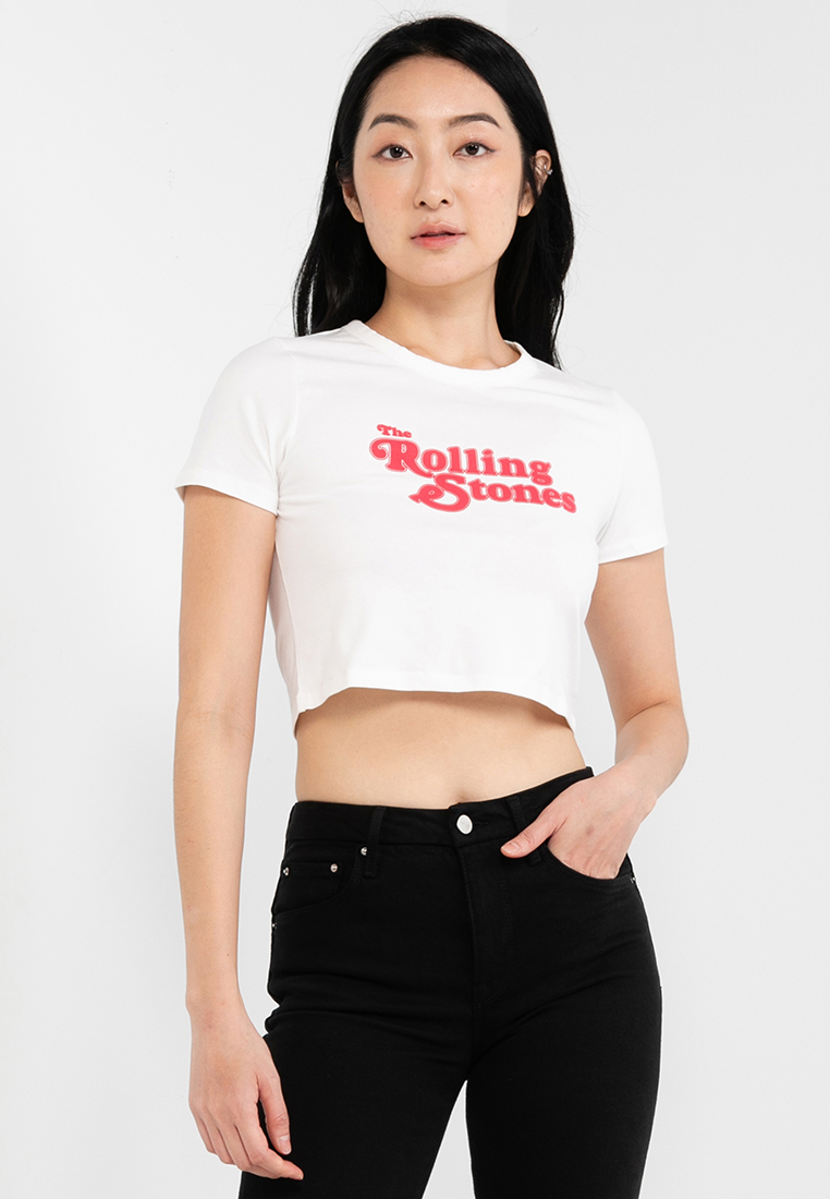 Cotton On Crop Fit Rolling Stones Tee