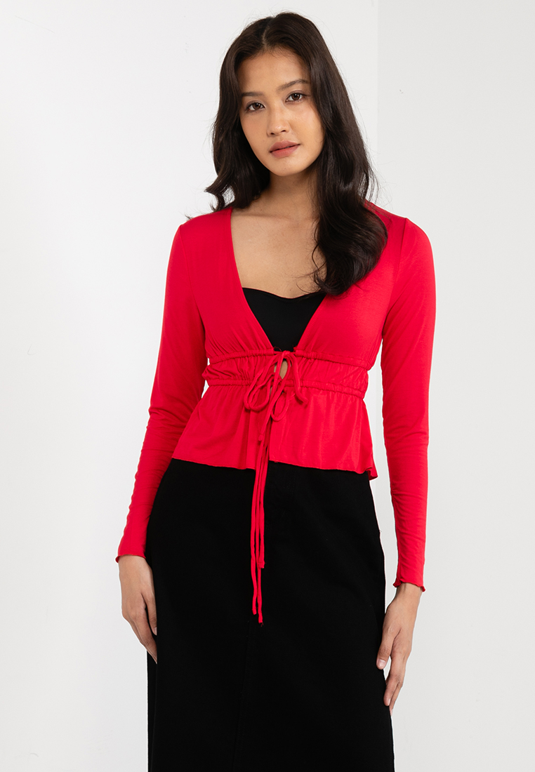 Cotton On Elle Tie Up Long Sleeve Top