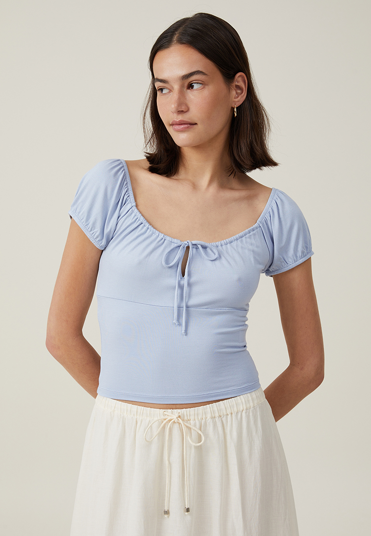 Cotton On Quinn Tie Front Short Sleeve Top