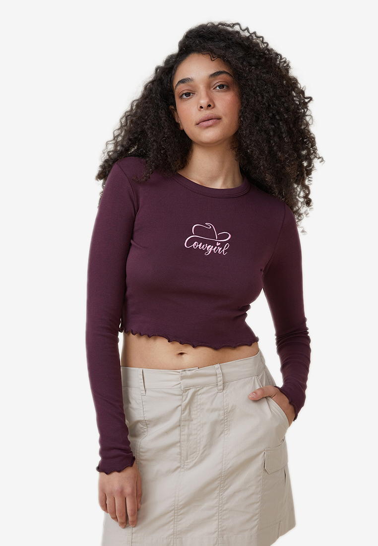 Cotton On Crew Neck Graphic Long Sleeve Top
