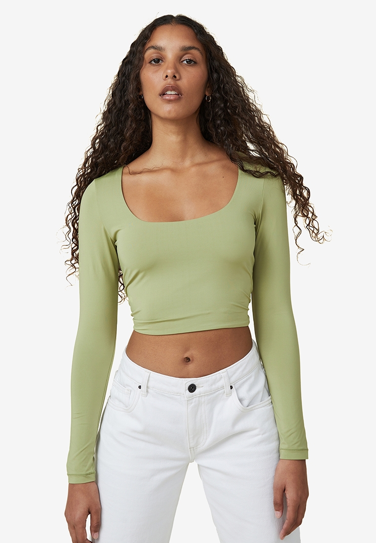 Cotton On Sculpted Scoop Neck Long Sleeve Top