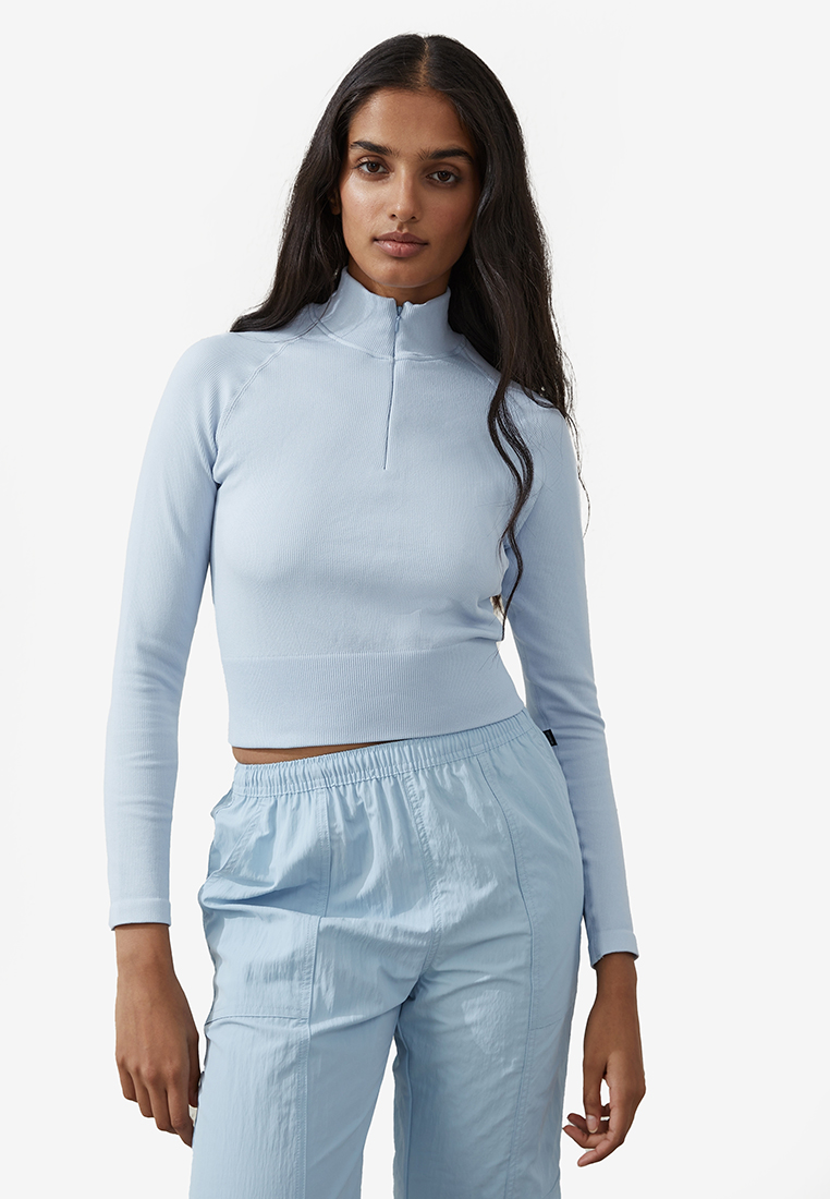 Cotton On Body Seamless Zip Front Long Sleeve Top