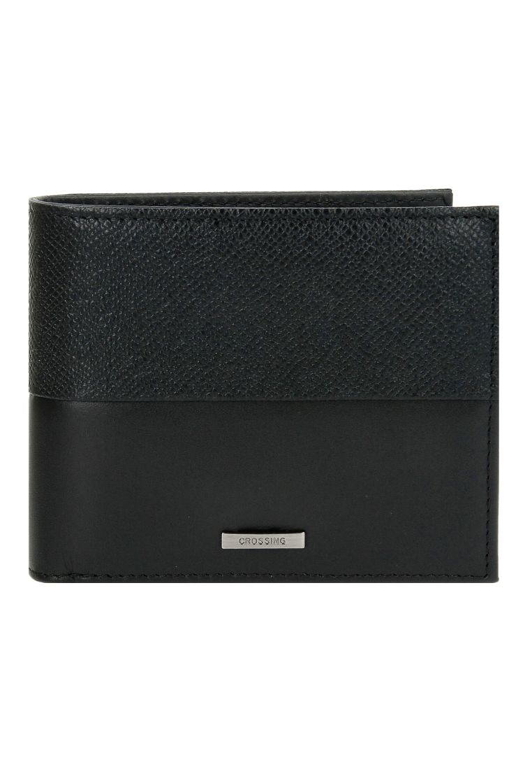 CROSSING Crossing Infinite Bi-Fold Leather Wallet With Coin Pocket [13 Card Slots] RFID - Black.