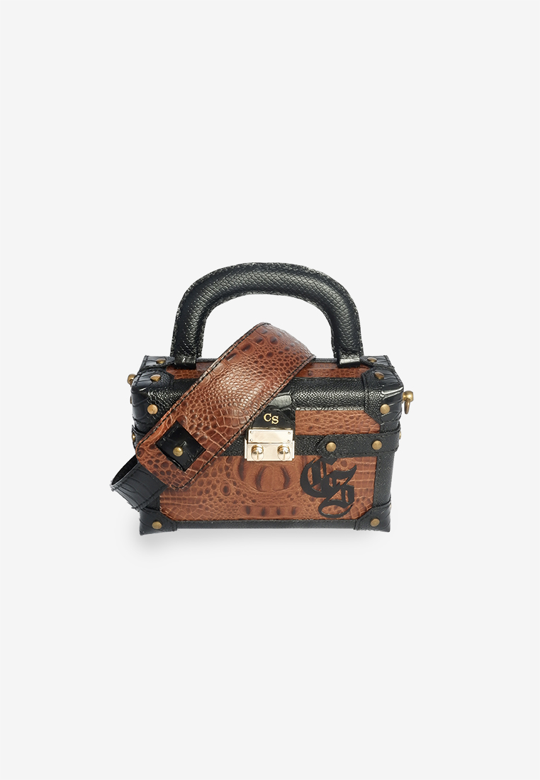 Trunkbag 帶肩帶棕色鱷魚皮的行李箱提包-斜挎包/手提包 by CSHEON