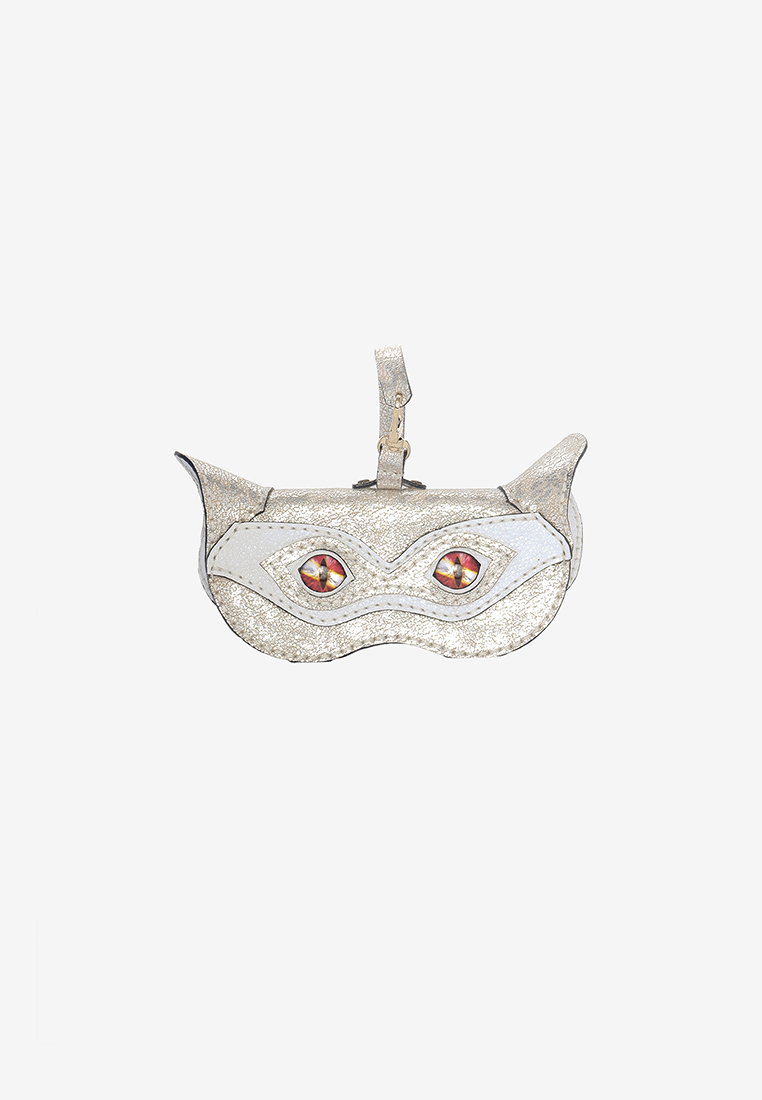CSHEON Monster 眼鏡盒 3D 皮革 - 銀色米色光澤