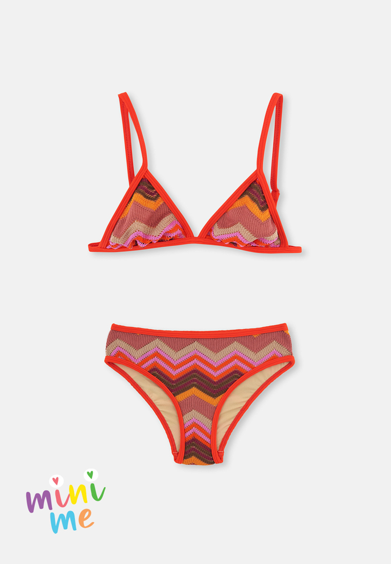 DAGİ Terracotta Bikini Set, Missoni Printed, Non-wired, Swimwear for Girls