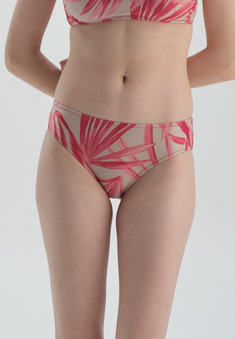 DAGİ Fuchsia - Grey Bikini Bottom, Palm Tree Printed, Beachwear for Women