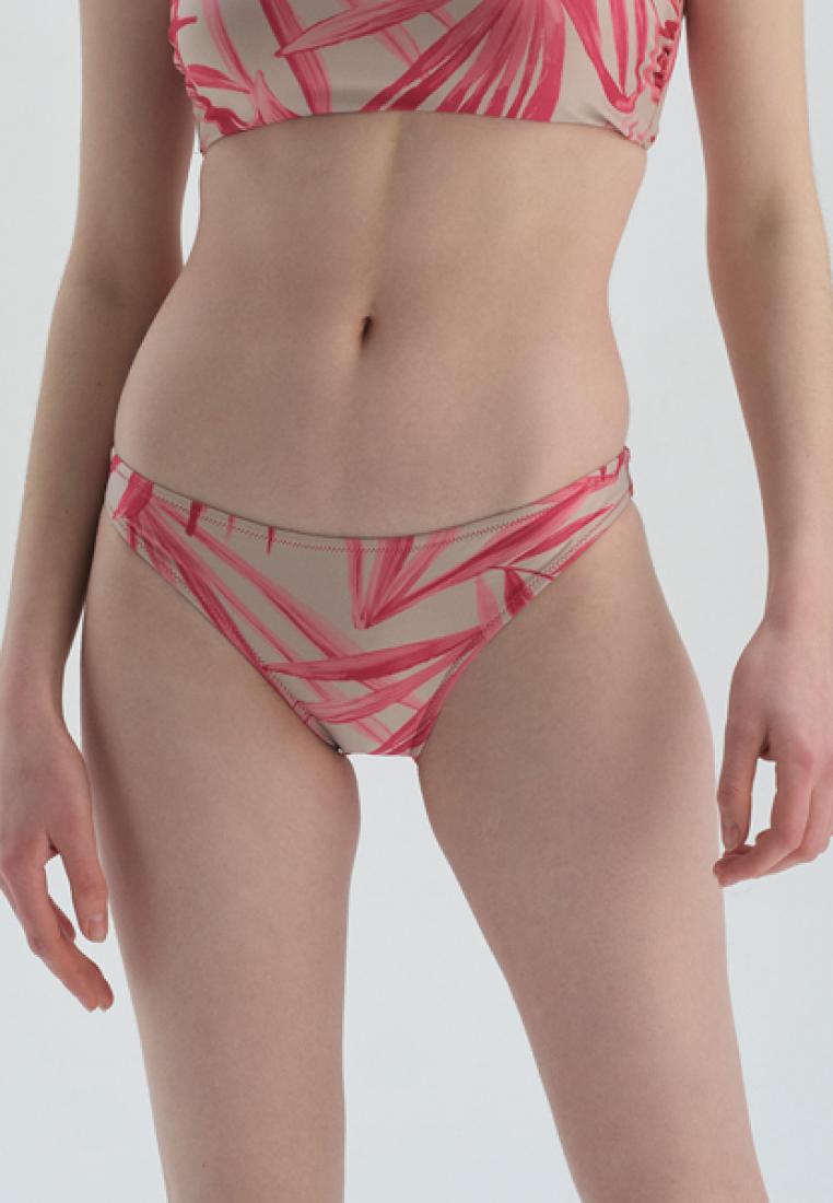 DAGİ Fuchsia - Grey Bikini Bottom, Palm Tree Priinted, Beachwear for Women