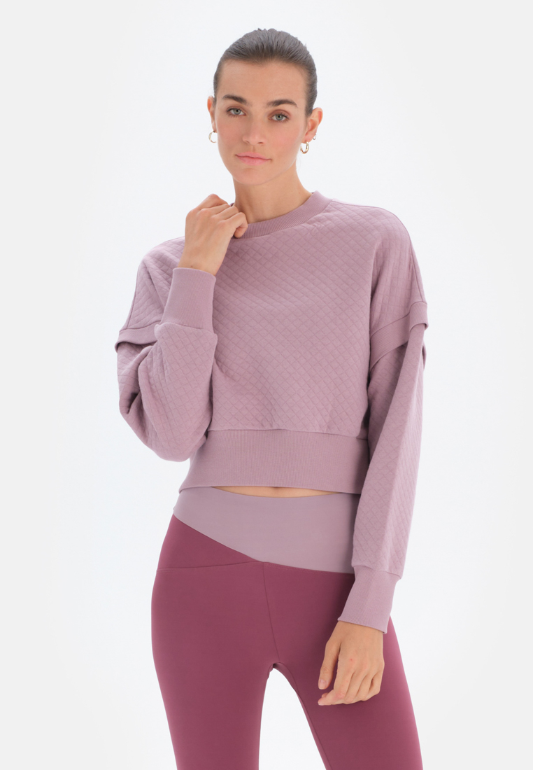 DAGİ Lilac Sweatshirt, Crew Neck, Cropped, Long Sleeve Activewear for Women