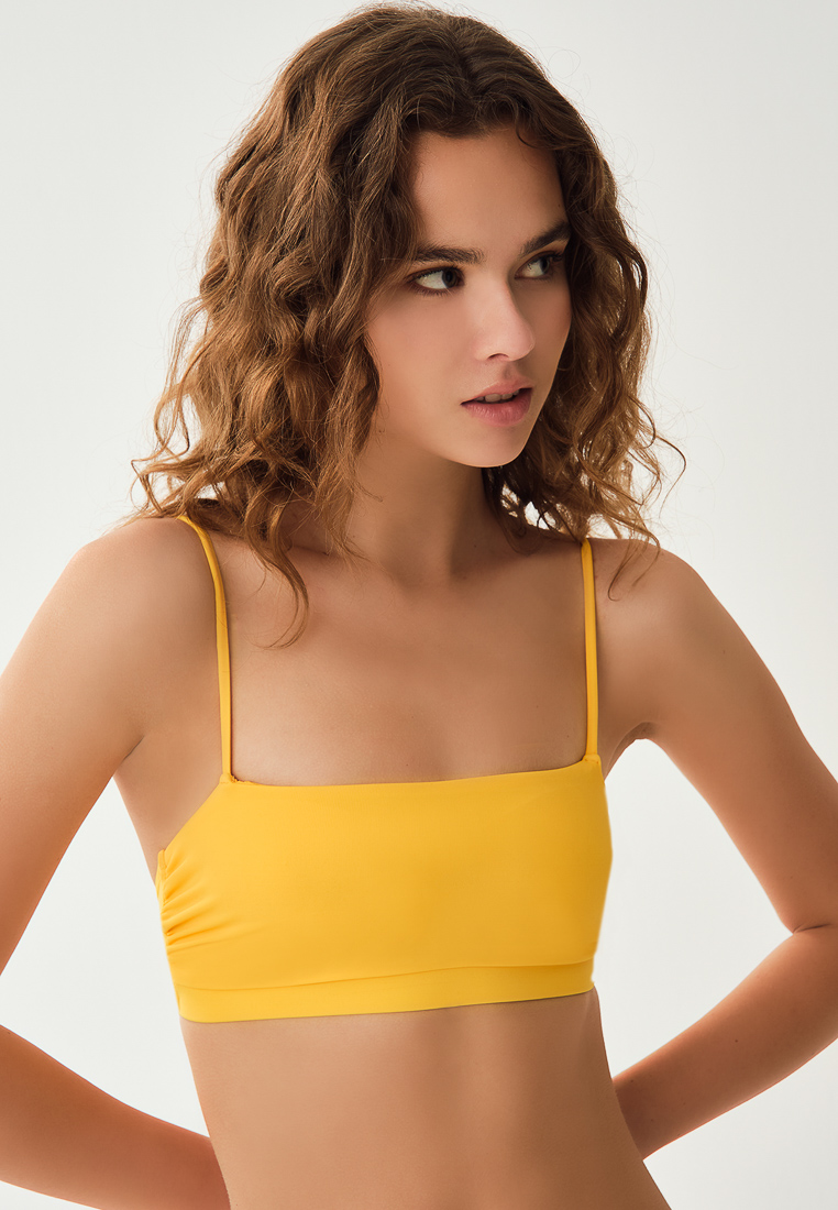 DAGİ Yellow Bikini Top, Thin Strap, Elasticised Underbust , Adjustable Shoulder Straps, Swimwear for Women