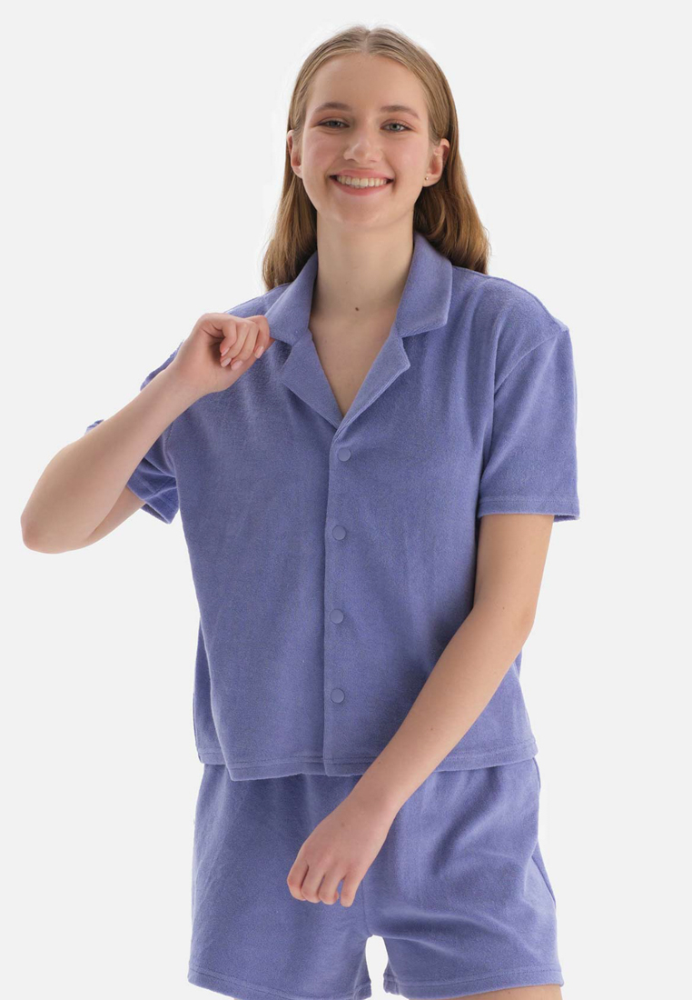 DAGİ Lilac Shirts, Missoni, Shirt Collar, Short Sleeve Beachwear for Women