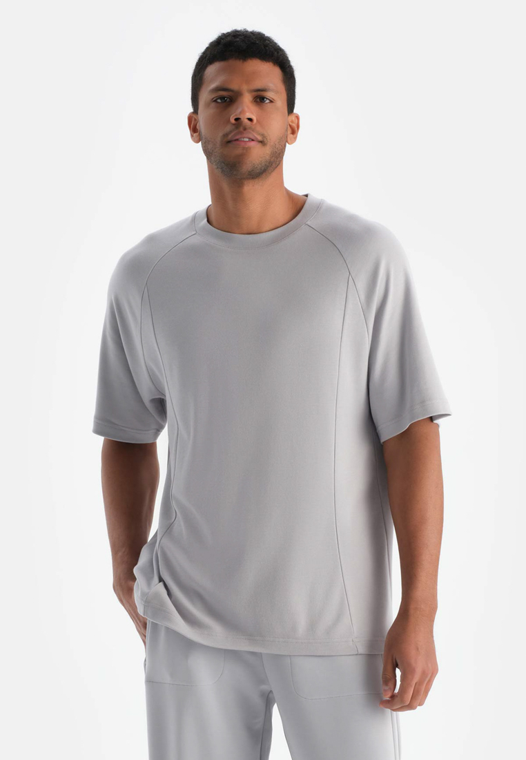 DAGİ Grey T-Shirt, Crew Neck, Oversize, Short Sleeve Activewear for Men