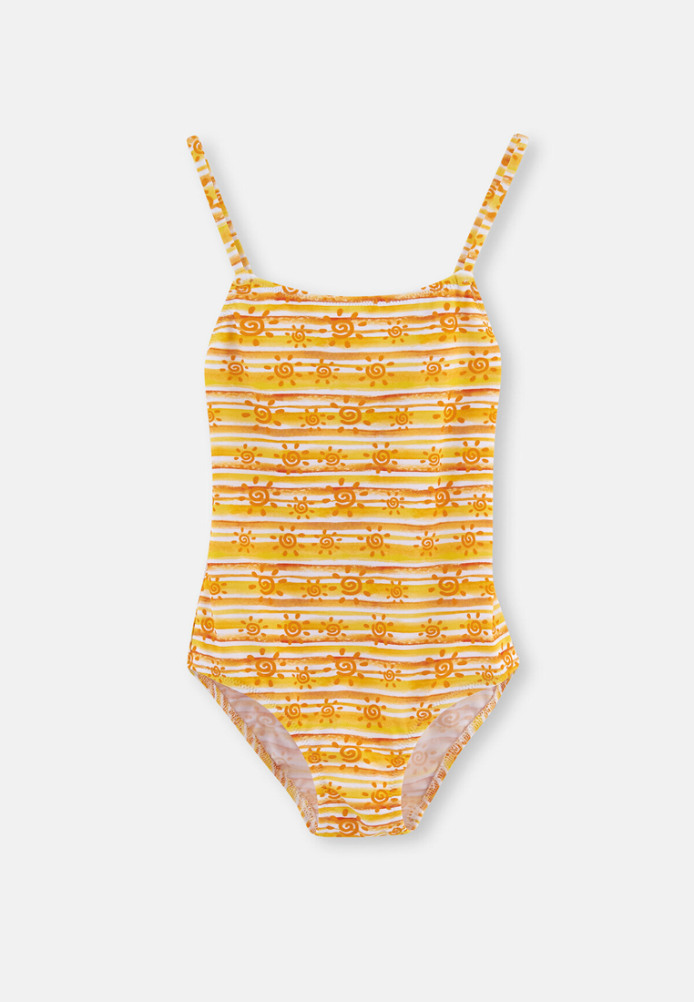 DAGİ Ecru - Yellow Swimsuits, Sun Print, Non-wired, Swimwear for Girls