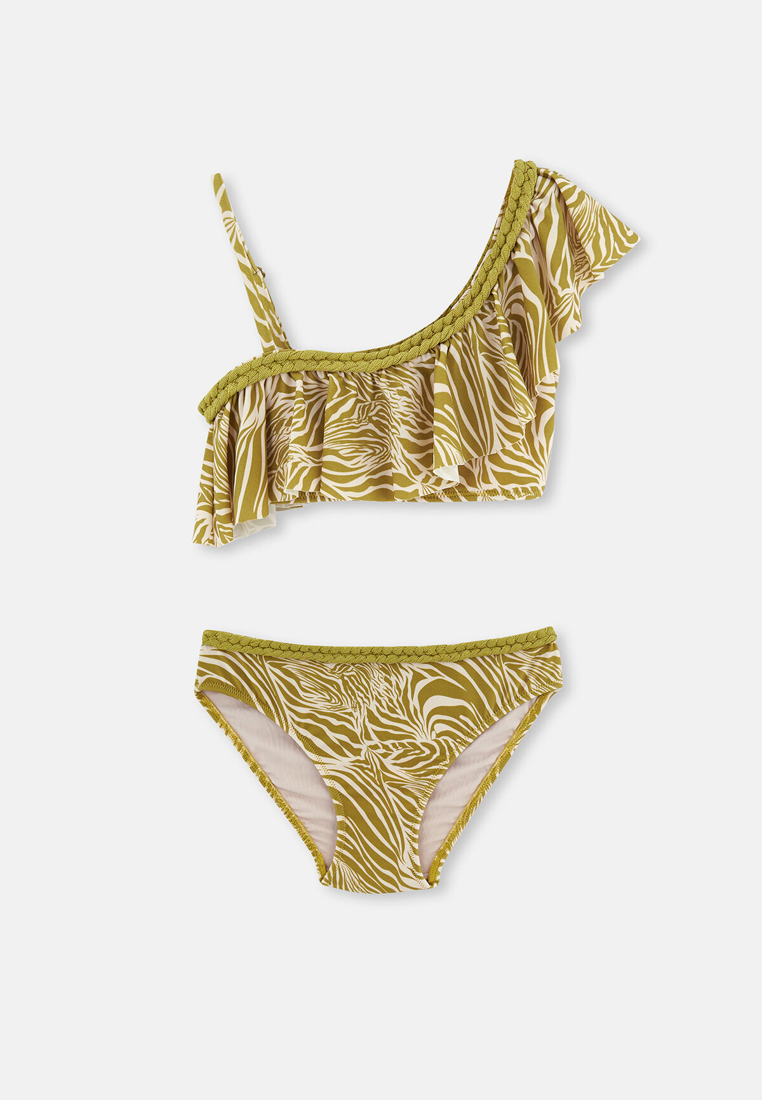 DAGİ Green Swim Sets, Animal Print, Non-wired, Swimwear for Girls