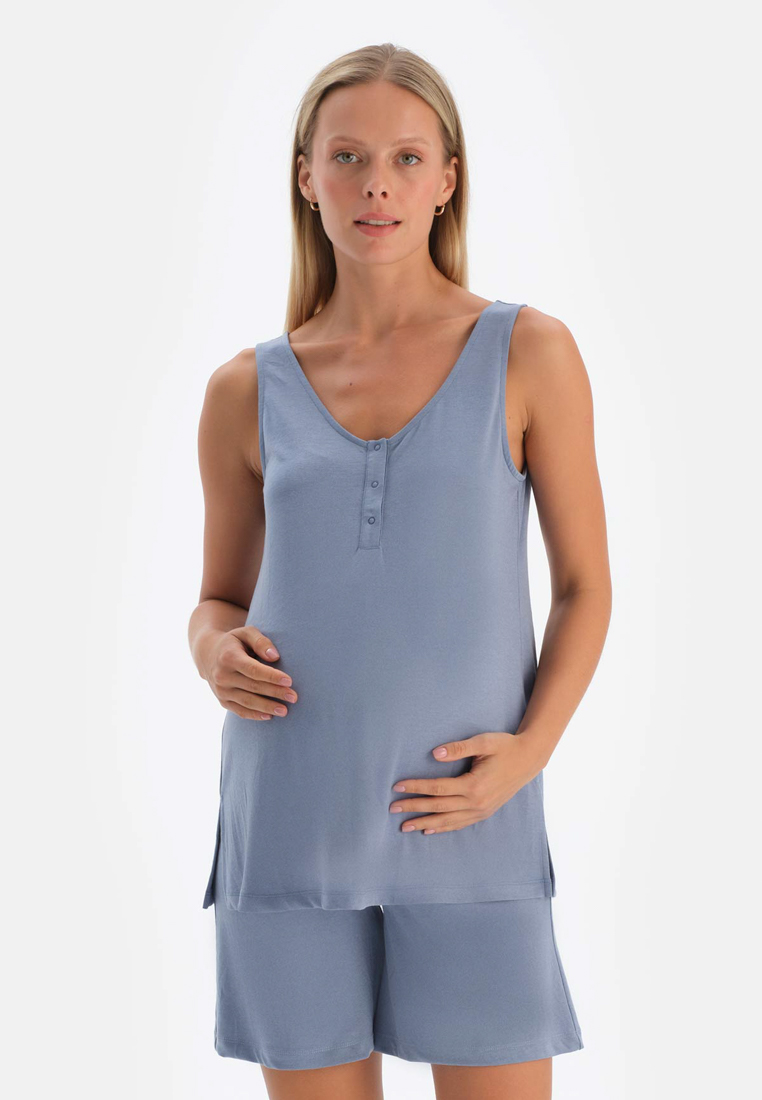 DAGİ Indigo Maternity Tanktop, U-Neck, Regular, Strappy Loungewear for Women