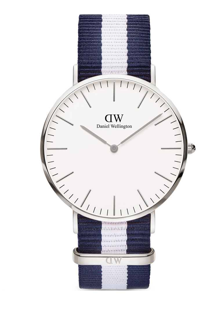 Daniel Wellington Classic Glasgow White Dial 40mm Men's Stainless Steel Watch with 尼龍 Nato Strap - Sliver - 男士手錶 男錶 Watch for men - 丹尼爾惠靈頓DW OFFICIAL