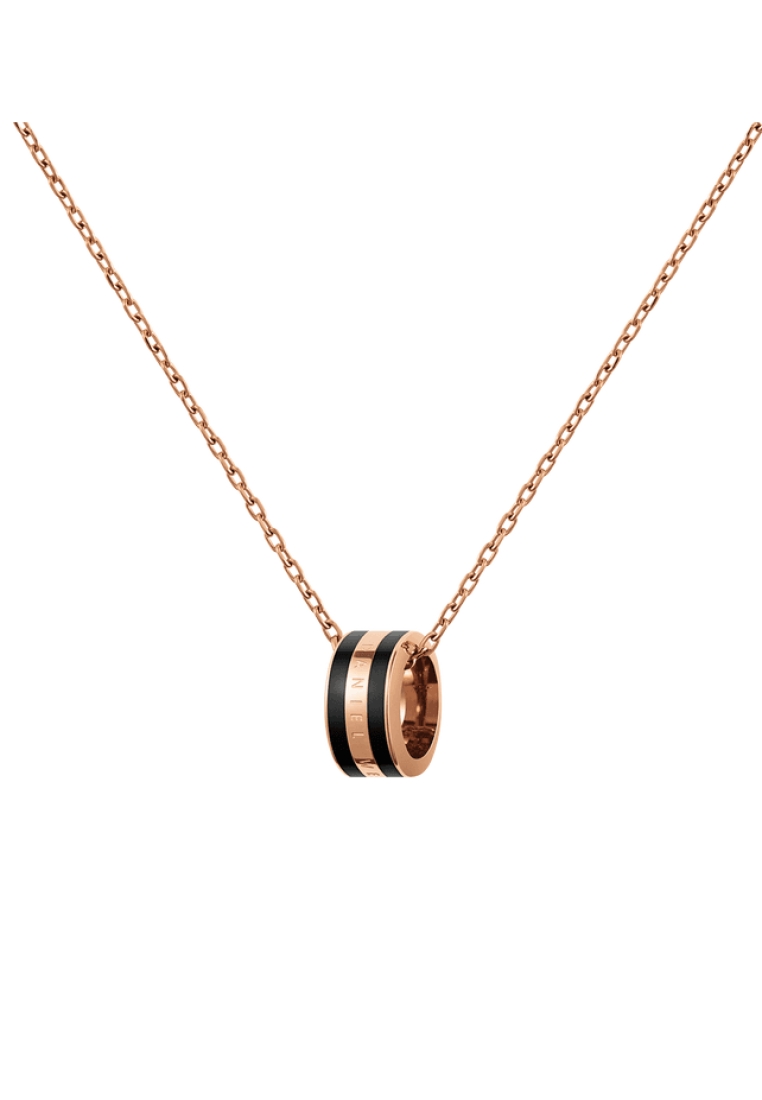 Daniel Wellington Emalie Necklace Black Enamel Rose gold 丹尼爾惠靈頓 - Stainless steel Necklace for women and men 女士項鍊男士項鍊 - Jewelry collection - Unisex