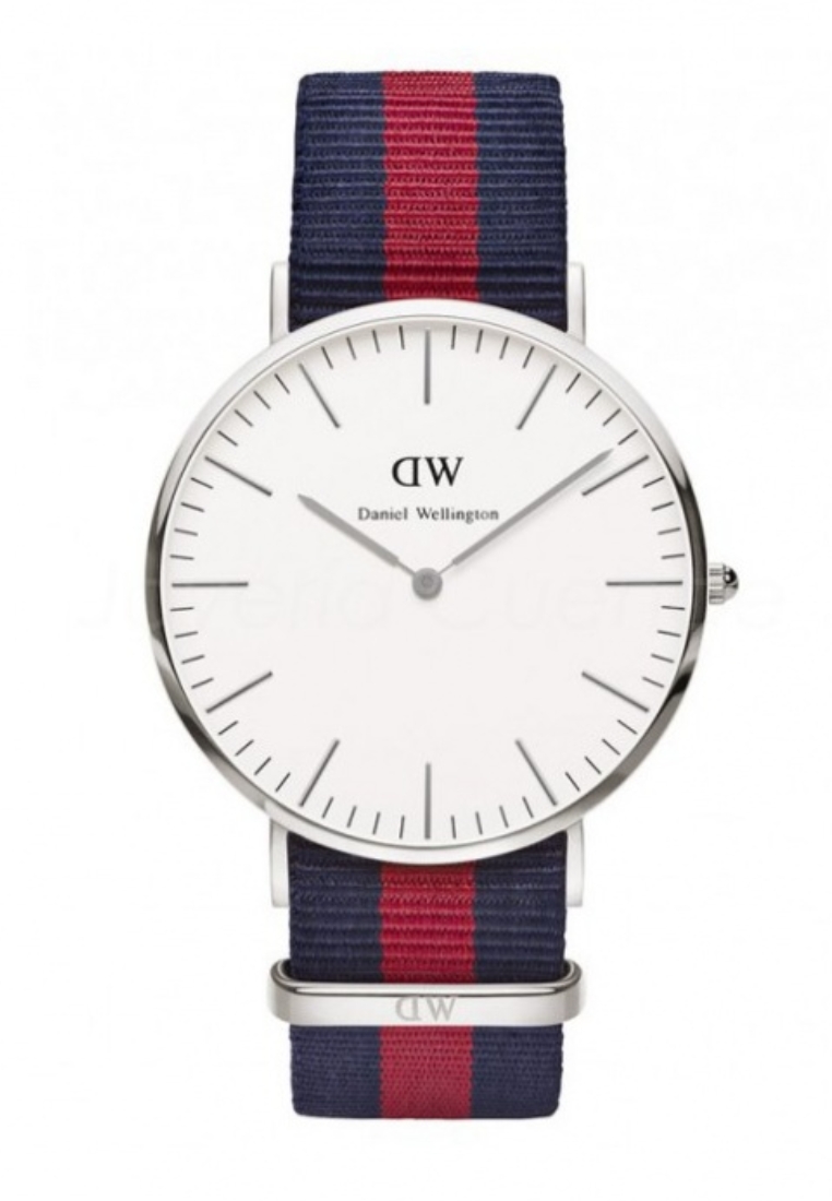 DW Daniel Wellington 手錶 Classic Oxford 40mm 藍白織紋錶-白錶盤-銀框 (DW00100015)