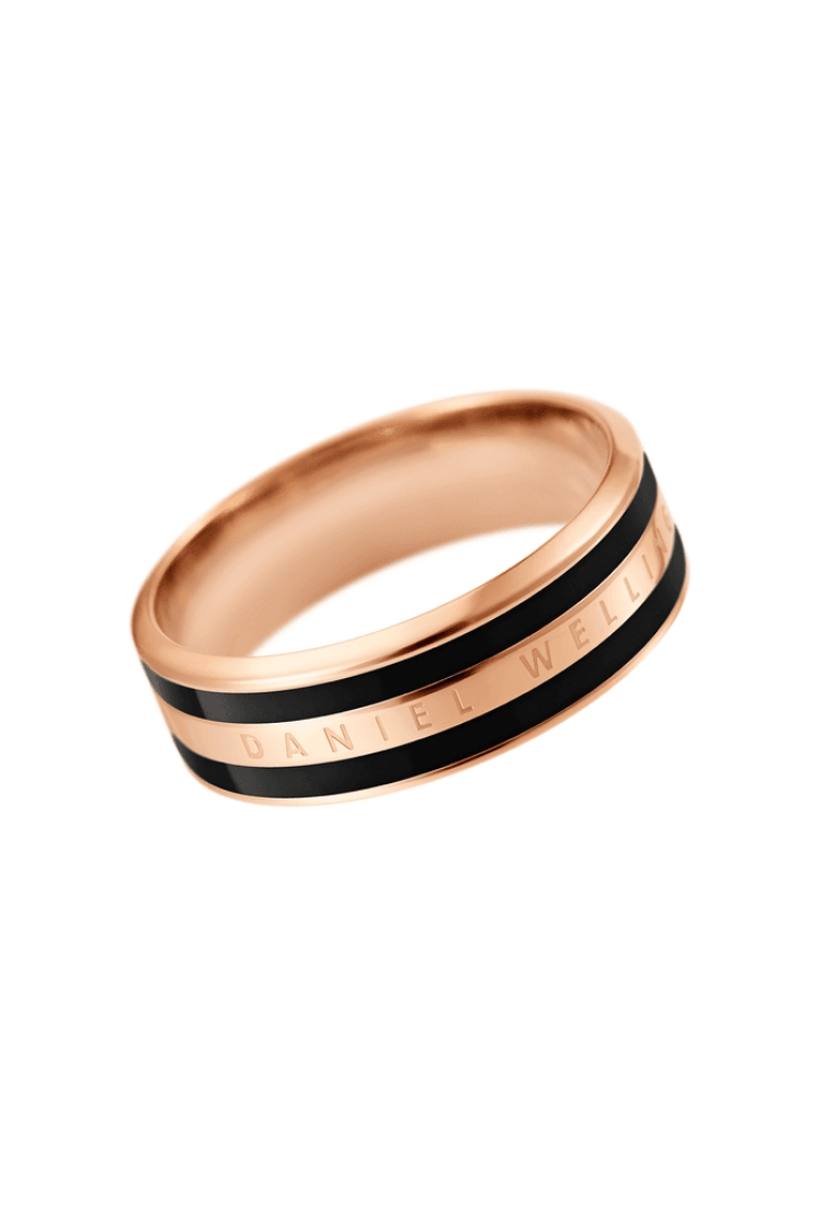 Daniel Wellington Emalie Ring Black Rose Gold - 中性戒指Unisex Ring - Couple Rings - Stainless steel Enamel Ring for Women and Men - DW Official