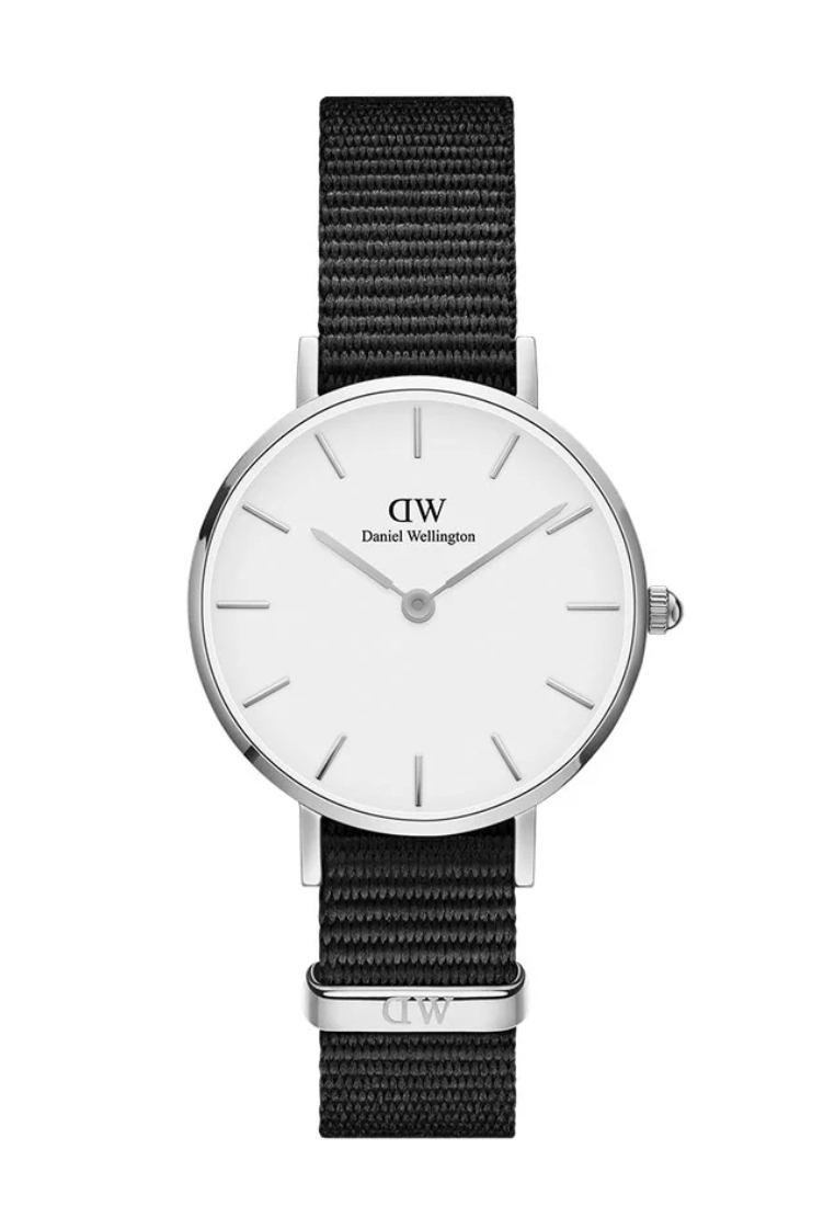 DW Daniel Wellington 時尚康沃爾全黑NATO錶帶石英腕錶-銀框/28mm (DW00100252)