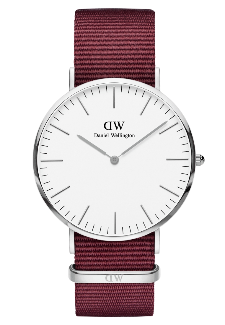 DW Daniel Wellington 手錶 Classic Cambridge 40mm 藍白紅織紋錶-白錶盤-銀框 (DW00100017)