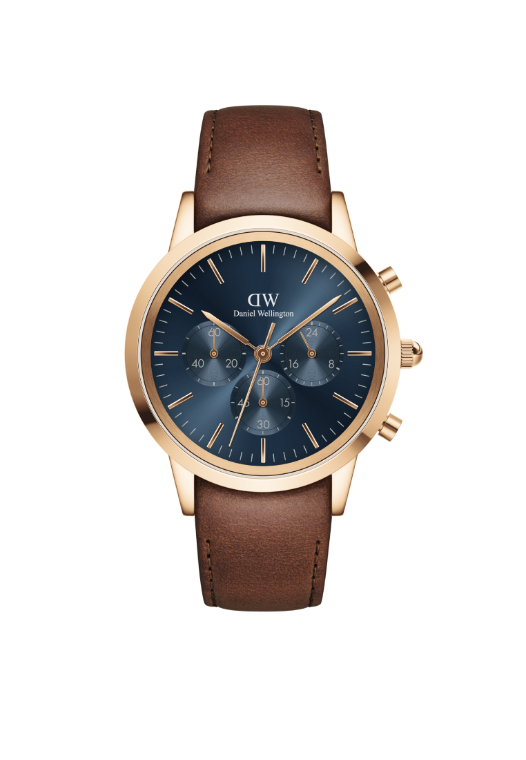 Daniel Wellington Iconic Chronograph 計時錶 42mm St Mawes 玫瑰金 北極藍 DW手錶 - 男士手錶 - 男錶 皮革錶帶