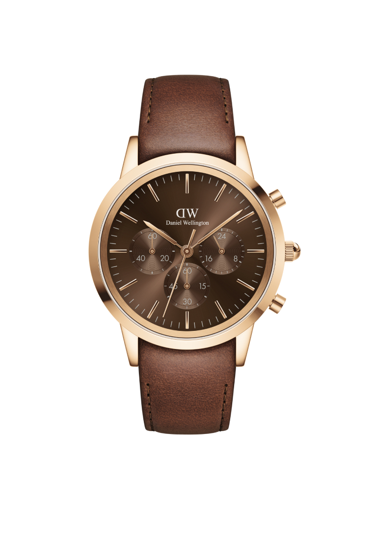 Daniel Wellington Iconic Chronograph 計時錶 42mm St Mawes 玫瑰金 琥珀色 DW手錶 - 男士手錶 - 男錶 皮革錶帶