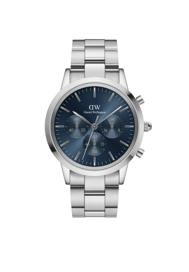 Daniel Wellington Iconic Chronograph 計時錶 42mm 銀色 北極藍 DW手錶 - 男士手錶 - 男錶 不銹鋼錶帶