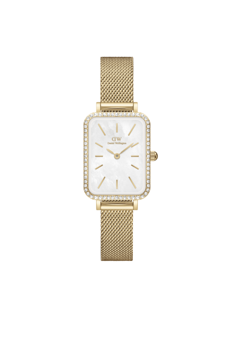 Daniel Wellington Quadro 20x26mm Bezel Mesh White MOP Gold - DW 女士手錶 休閒時尚女士女錶 女士不銹鋼