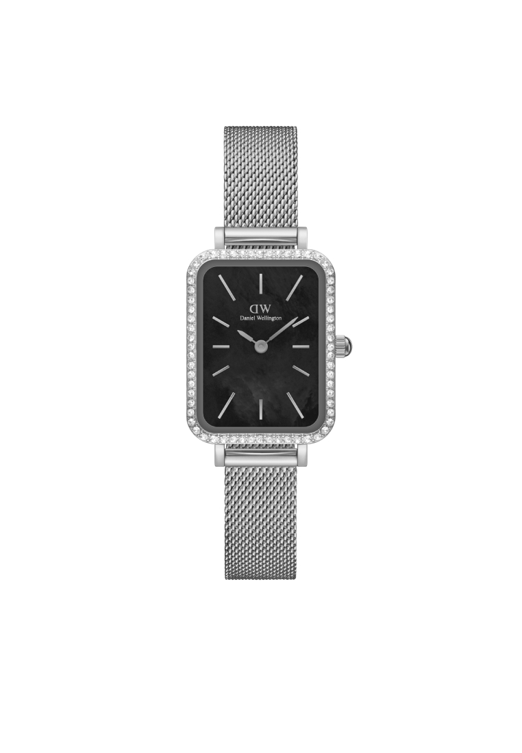 Daniel Wellington Quadro 20x26mm Bezel Mesh Black MOP Silver - DW 女士手錶 休閒時尚女士女錶 女士不銹鋼