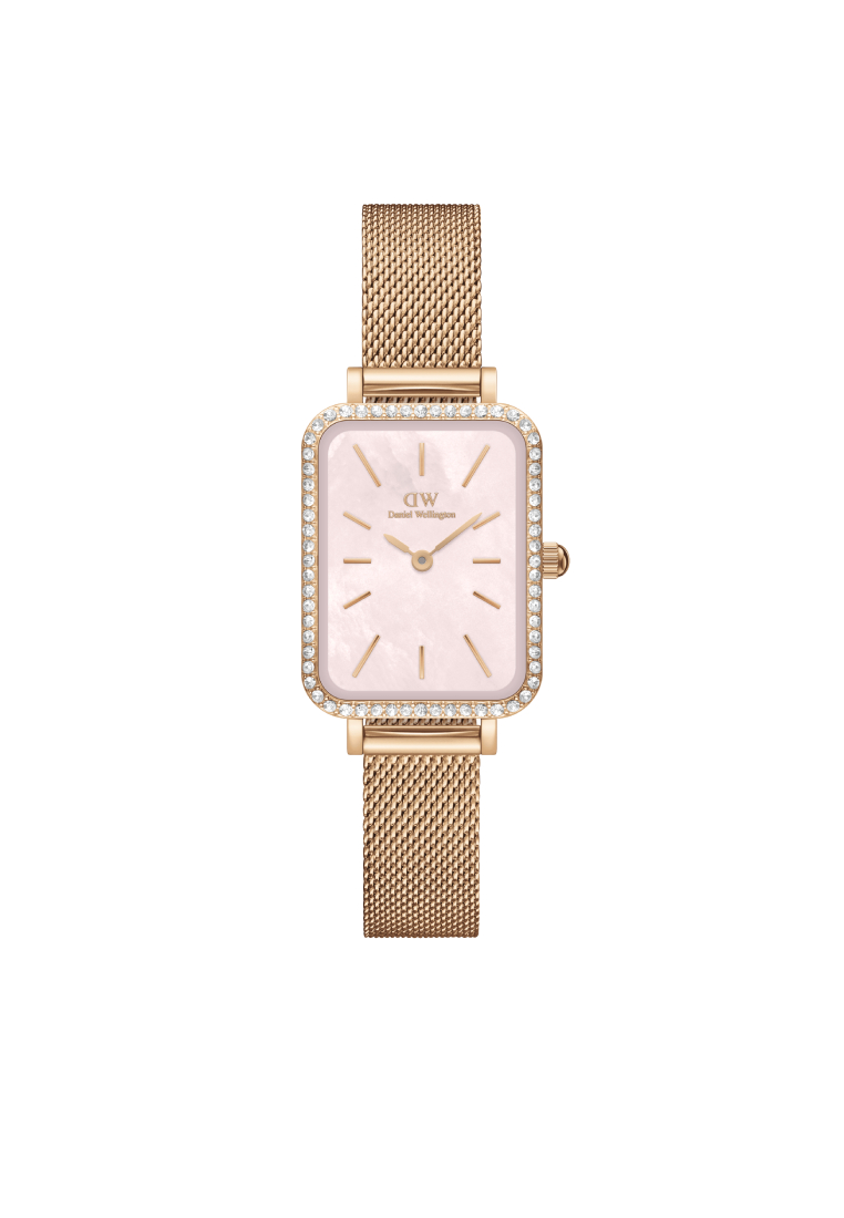 Daniel Wellington Quadro 20x26mm Bezel Mesh Pink MOP Rose Gold - DW 女士手錶 休閒時尚女士女錶 女士不銹鋼