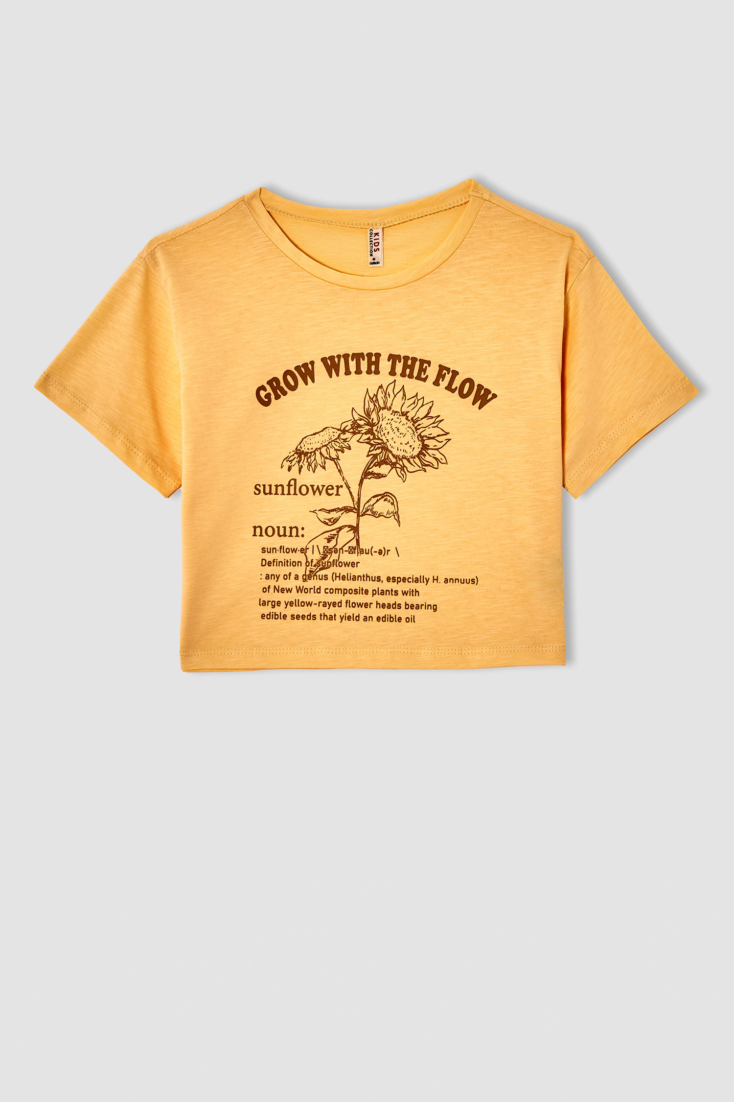 DeFacto Printed Short Sleeve Crop Cotton T-Shirt