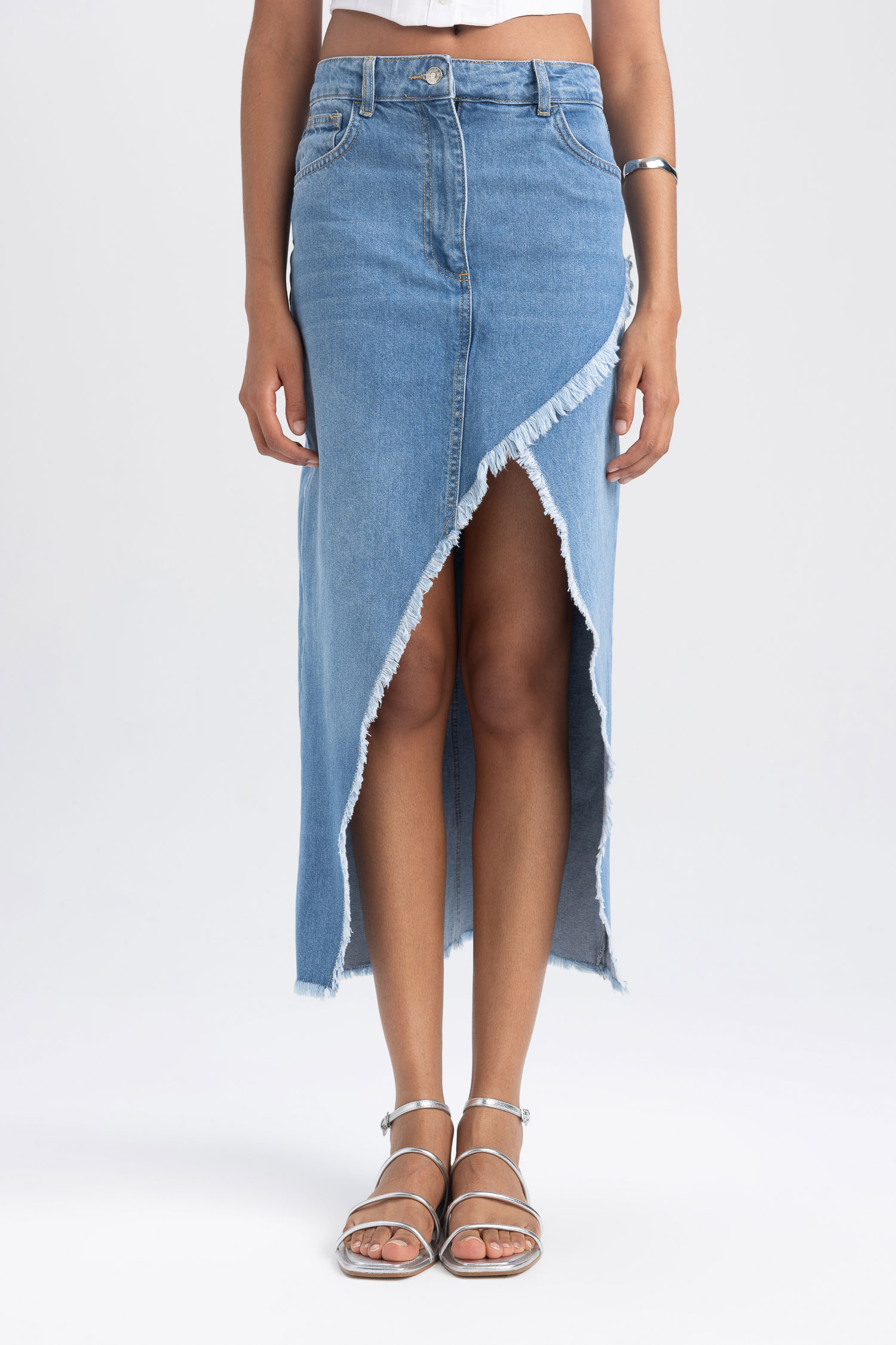 DeFacto Long Fit Asymmetrical Cut Denim Skirt 裙子