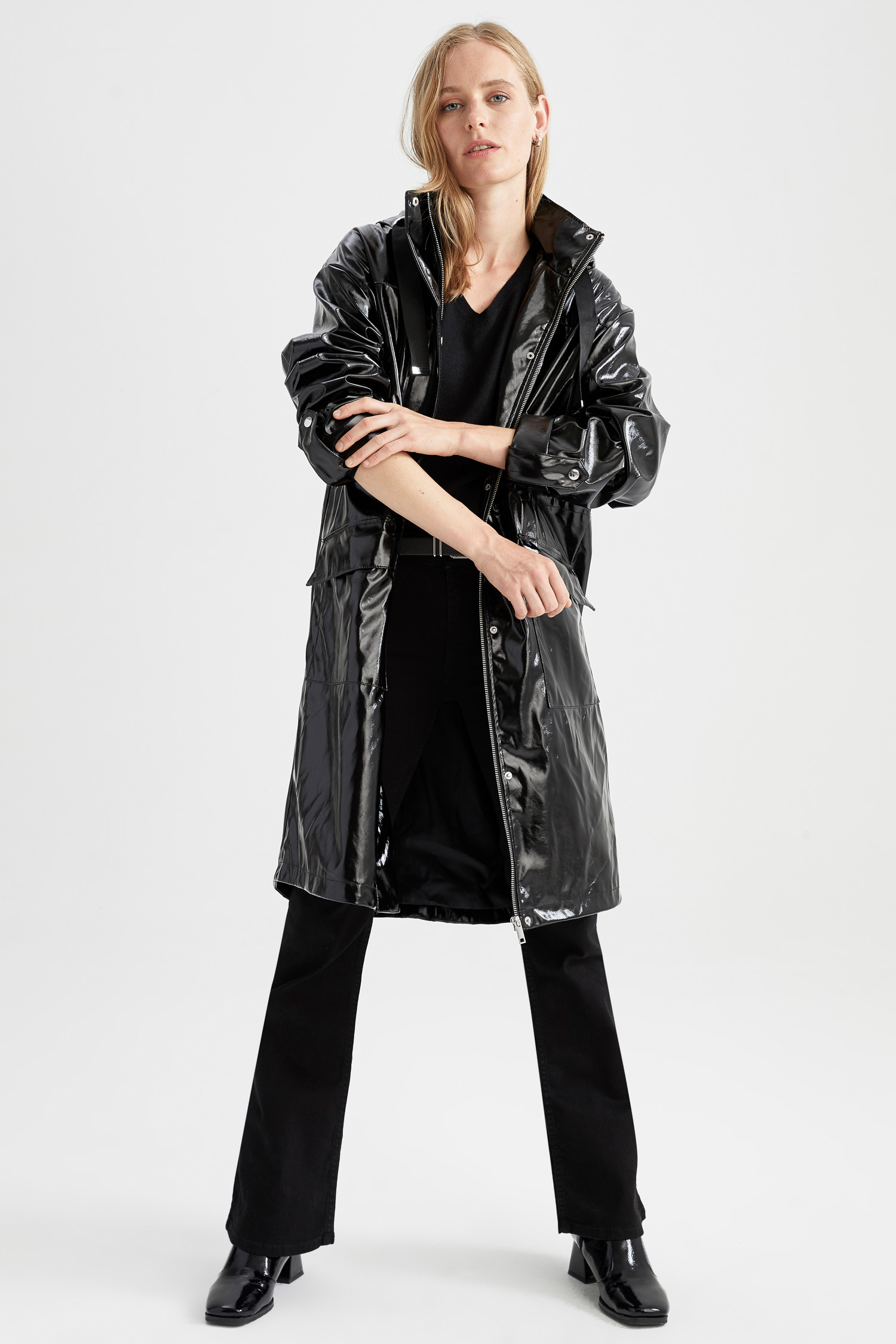 DeFacto Relax Fit Faux Leather Raincoat 雨衣