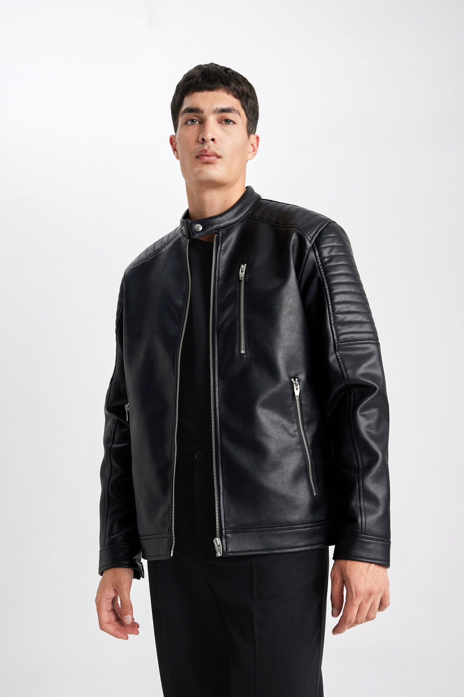 DeFacto Slim Fit Faux Leather Jacket