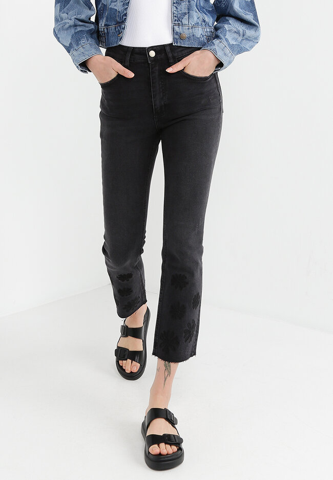 Desigual Embroidered Crop Flare Jeans