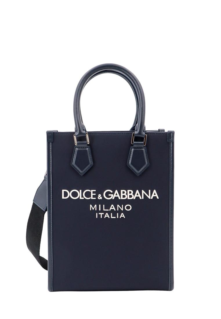 Dolce & Gabbana Nylon and leather handbag with embossed logo - DOLCE & GABBANA - Blue