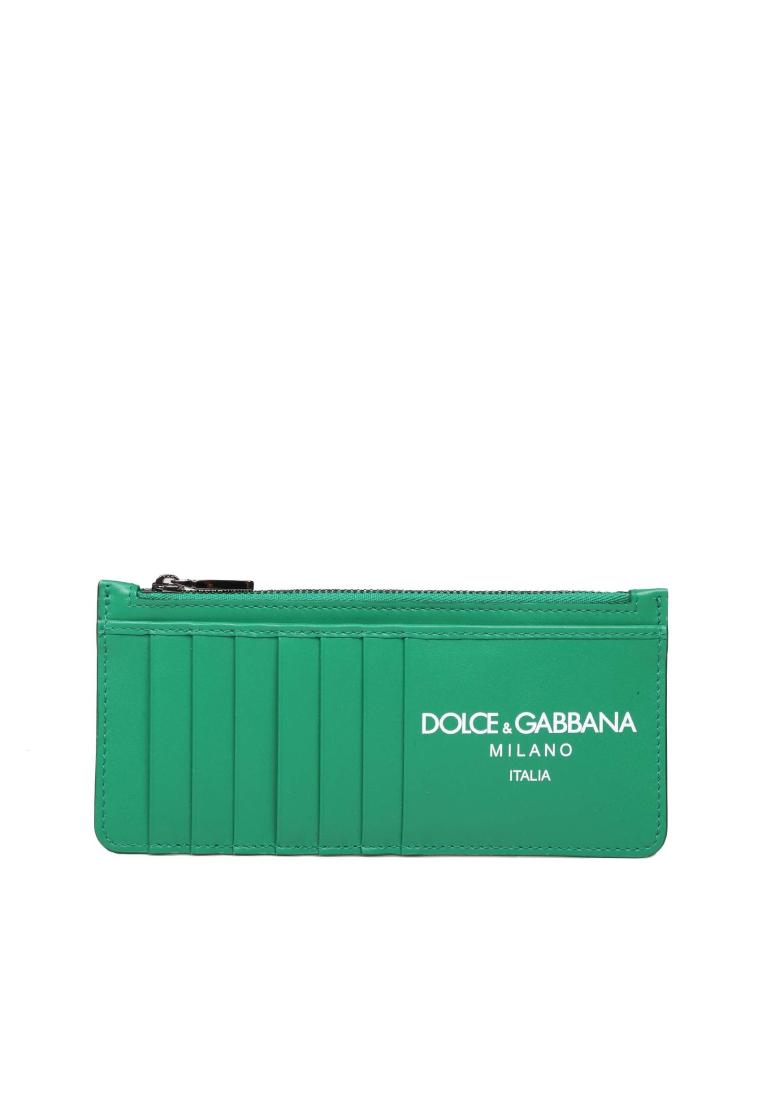 Dolce & Gabbana Dolce & gabbana calfskin card holder with green logo - DOLCE & GABBANA