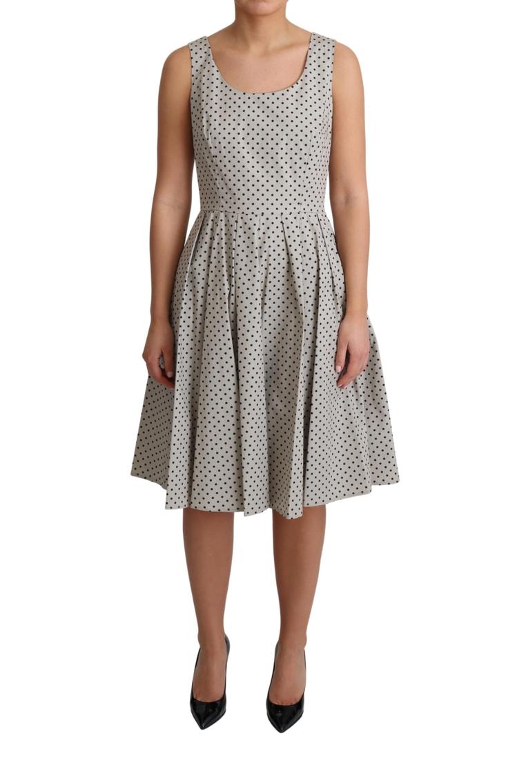 Dolce & Gabbana Beige Polka Dotted Cotton A-Line Dress