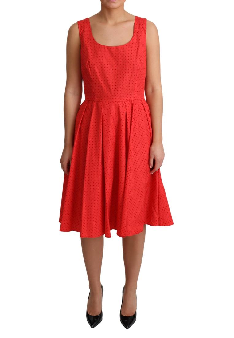 Dolce & Gabbana Red Polka Dotted Cotton A-Line Dress