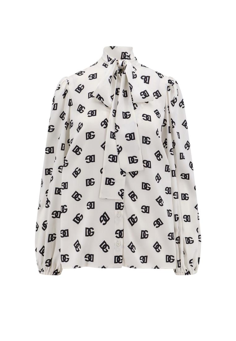 Dolce & Gabbana Silk shirt with all-over DG logo - DOLCE & GABBANA - White