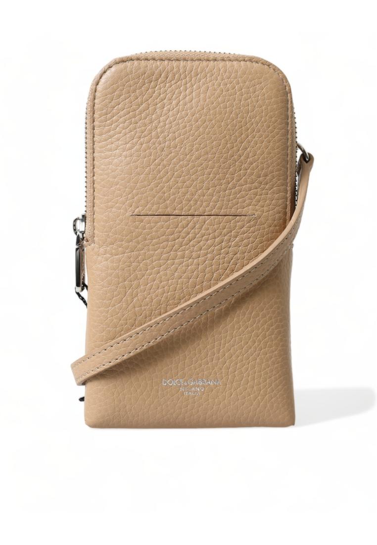 Dolce & Gabbana Leather Crossbody Phone Bag with Zipper Closure and Logo Details
