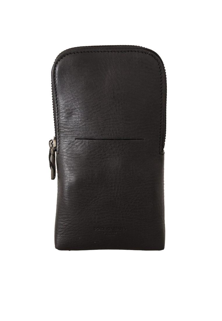 Dolce & Gabbana Black Leather Purse Double Belt Strap Multi Kit Wallet