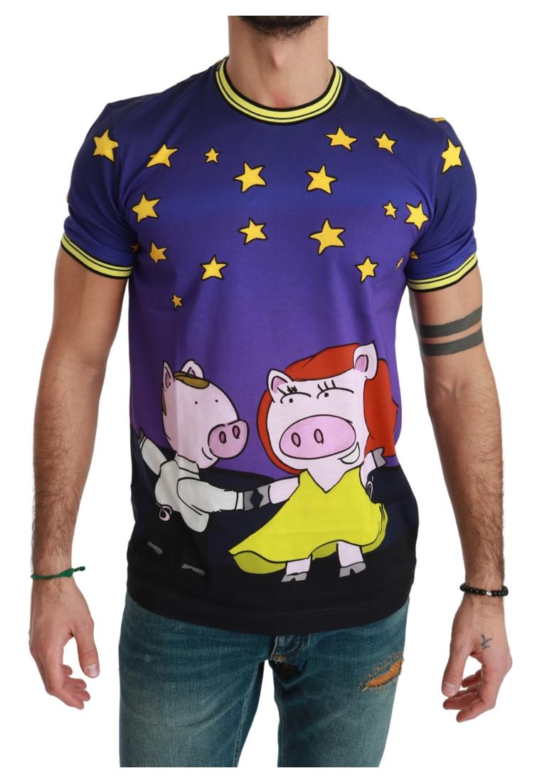 Dolce & Gabbana Purple Cotton Top 2019 Year of the Pig T-shirt