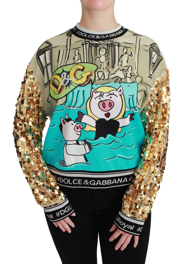 Dolce & Gabbana Year of the Pig Sequined Top Sweater