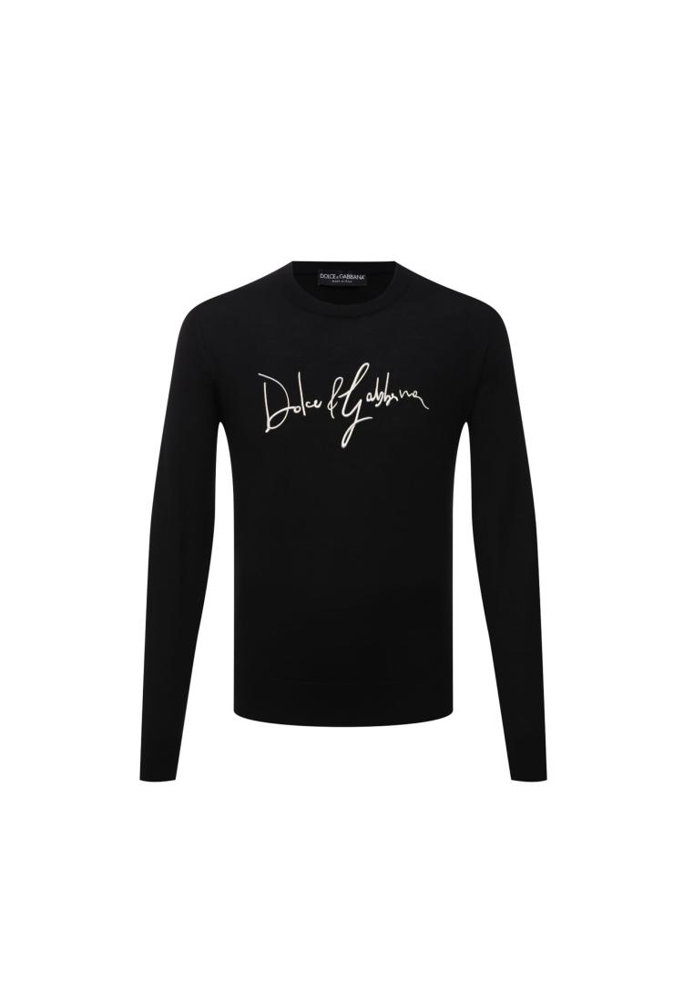 Dolce & Gabbana Logo Embroidered Wool Sweater - DOLCE & GABBANA - Black