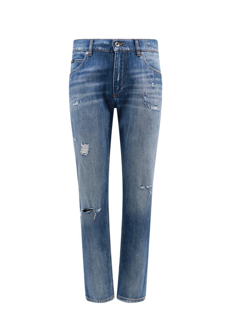 Dolce & Gabbana Cotton jeans with ripped effect - DOLCE & GABBANA - Blue