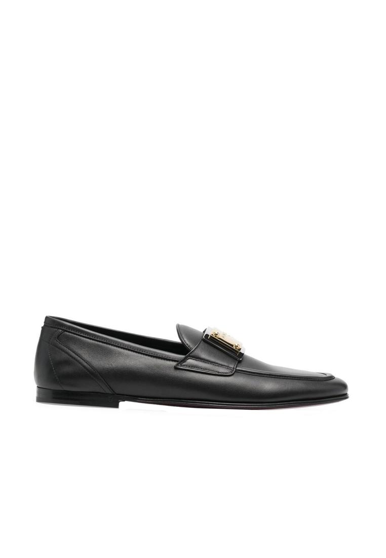 Dolce & Gabbana Leather Logo Loafers - DOLCE & GABBANA - Black